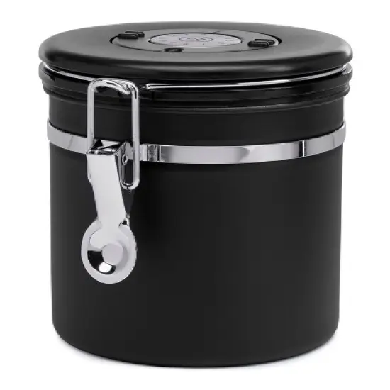 ChefWave Stainless Steel Coffee Canister with Co2 Valve Date Tracker Black 8.8oz image {1}