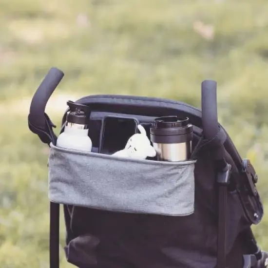 Diono Buggy Buddy Universal Stroller Organizer, Cup Holders, Secure Attachment, Zippered Pockets, Gray image {3}