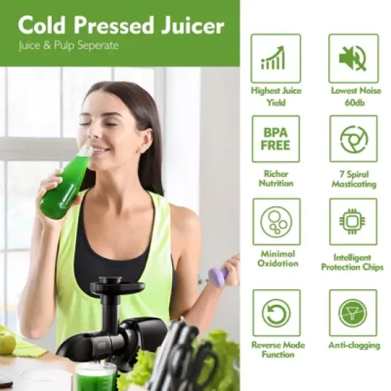 Masticating Juicer, Slowe Cold Press Juicer with 7 Spiral Masticating, Reverse Function, Juicer Machines with Food Grade Anti-oxidation Materials image {11}