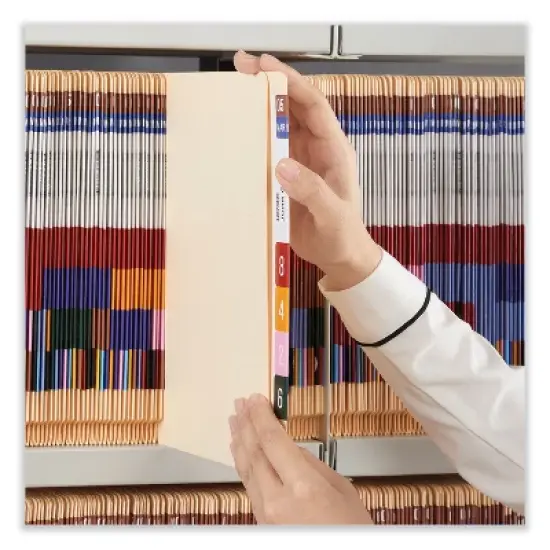 Universal Reinforced End Tab Fastener Folders, 0.75" Expansion, 2 Fasteners, Letter Size, Manila Exterior, 50/Box image {2}