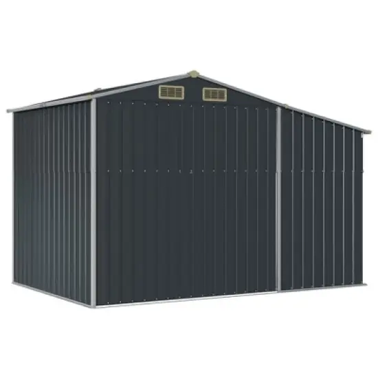 vidaXL Garden shed Metal Outdoor Storage Anthracite - Galvanized Steel Tool shed for Patio, Backyard, or Garden with Ventilation and sloped roof image {6}