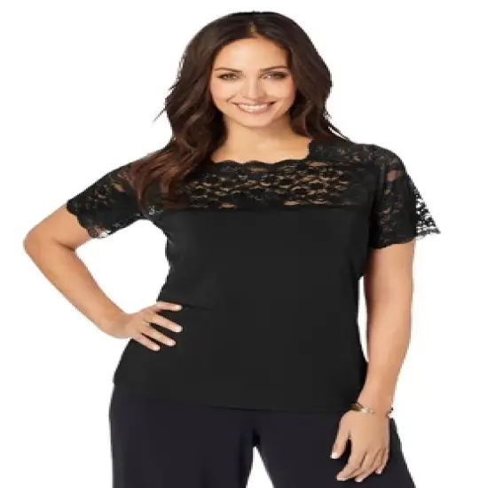 Jessica London Women&rsquo;s Plus Size Lace Neckline Top image {3}