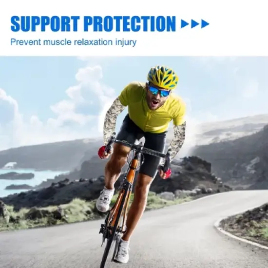 Unique Bargains Basketball Sports Camouflage Cooling Arm Elbow Compression Sleeve Yellow Brown 1 Pair image {5}