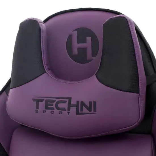 Ergonomic High Back Racer Style Video Gaming Chair Purple/Black - Techni Sport image {12}