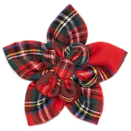 The Worthy Dog Red Black Multicolored Plaid Adjustable Flower Collar Accessory image {3}