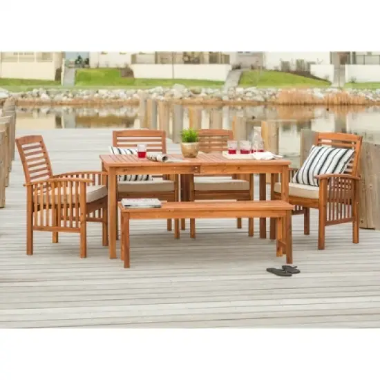 Ravenscroft 6pc Acacia Wood Patio Dining Set - Brown - Saracina Home image {2}
