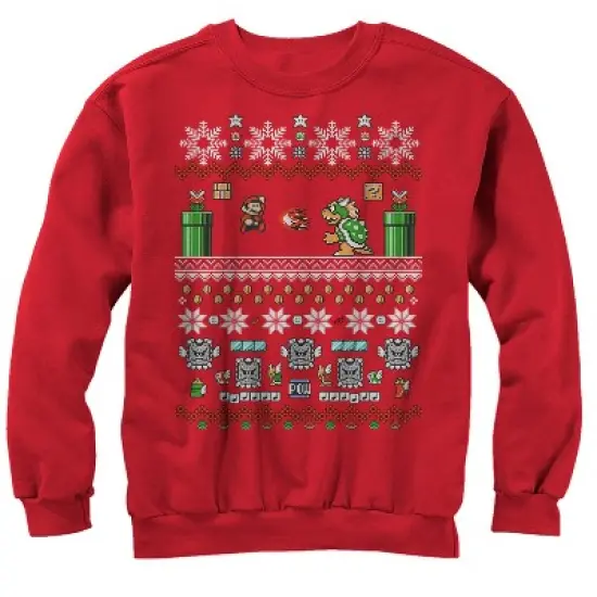 Men's Nintendo Ugly Christmas Mario and Bowser Sweatshirt image {3}