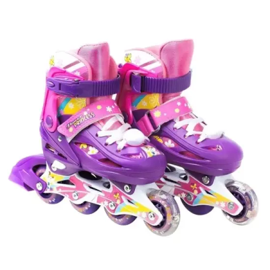 TITAN Flower Princess Girls Inline Skates with LED Light-up Front Wheel and LED Laces, Multi-Color, Kid Size Small (Flower Princess Large Skates) image {3}