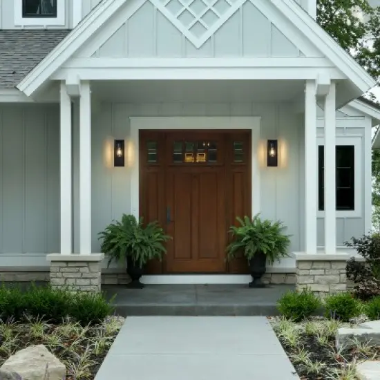 C Cattleya Black Outdoor Wall Lantern Sconce with Clear Tempered Glass (2-Pack) image {4}