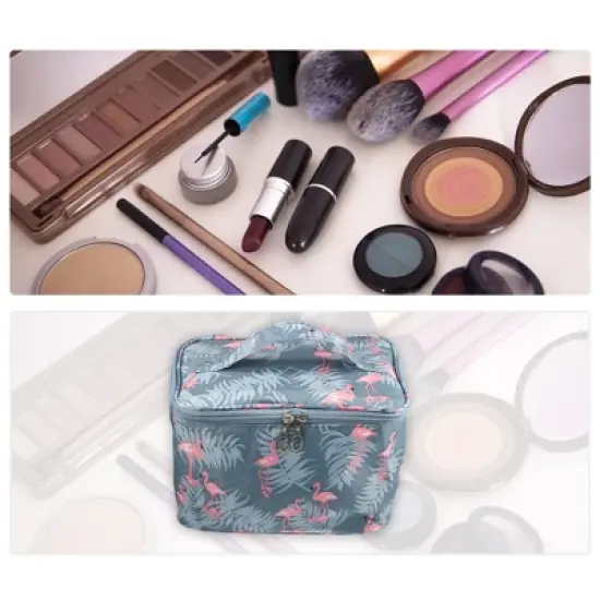 Unique Bargains Portable Large Capacity Travel Makeup Cosmetic Case Organizer Bag 1 Pc image {5}