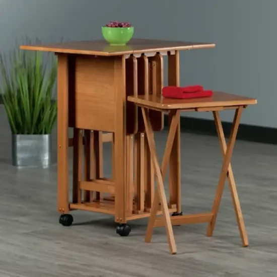 5pc Set Sophia Snack Tables Teak - Winsome image {17}