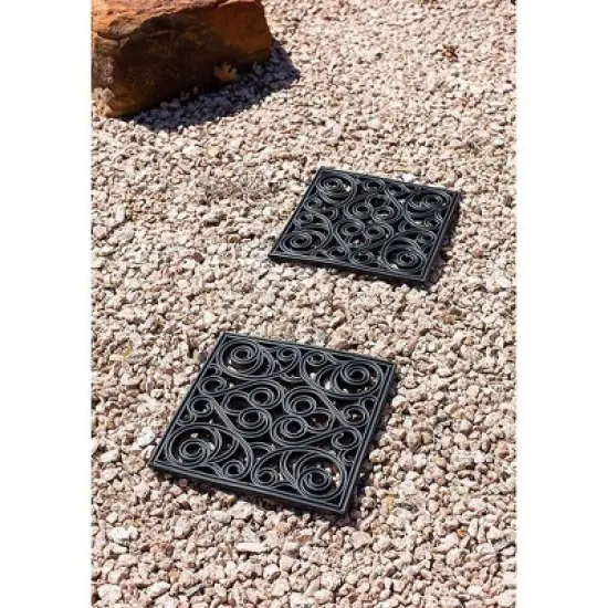 BirdRock Home Rubber Stepping Stone Tiles - 12 x 12" - Set of 3 - Black image {5}