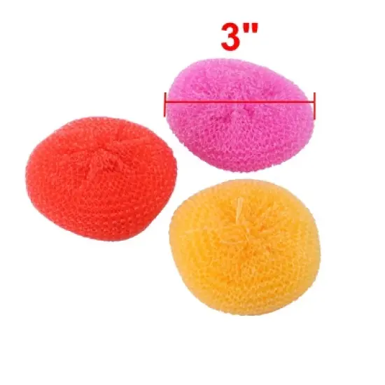 Unique Bargains Plastic Scrubber Mesh Kitchen Scouring Pads Multicolor 3" x 1.4" 8 Pcs image {1}