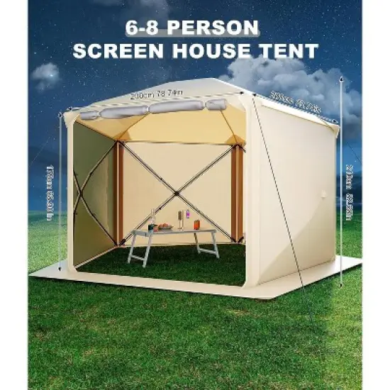 Pop-Up Screen Tent Gazebo, Pentagonal Camping Tent with 5 Sided Canopy Shelter and Made from 210 D Oxford Fabric for Patio, Backyard, and Lawn image {2}