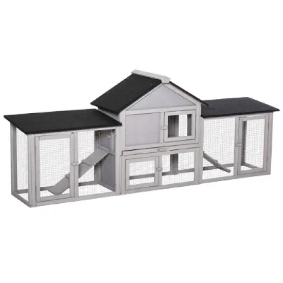 Wooden Rabbit Hutch Pet Playpen House Enclosure Large Outdoor Bunny With Double Side Ramp,For Guinea Pig Chicken Duck And Small Animals-Cuddlewood image {2}