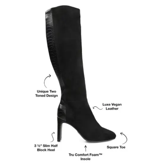 Journee Collection Womens Elisabeth Tru Comfort Foam Wide Calf Block Heel Knee High Boots image {7}