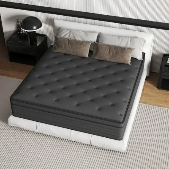 CHEVNI 12-14 Inch Mattress in a box Hybrid Spring Memory Foam Medium Firm Black image {2}