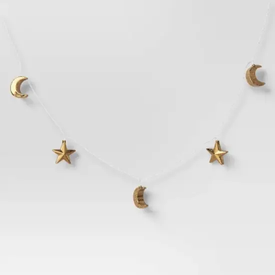 10ct LED Battery Operated Mercury Star and Moon Christmas Indoor/Outdoor Novelty String Lights Warm White with Silver Wire - Wondershop&trade; image {2}