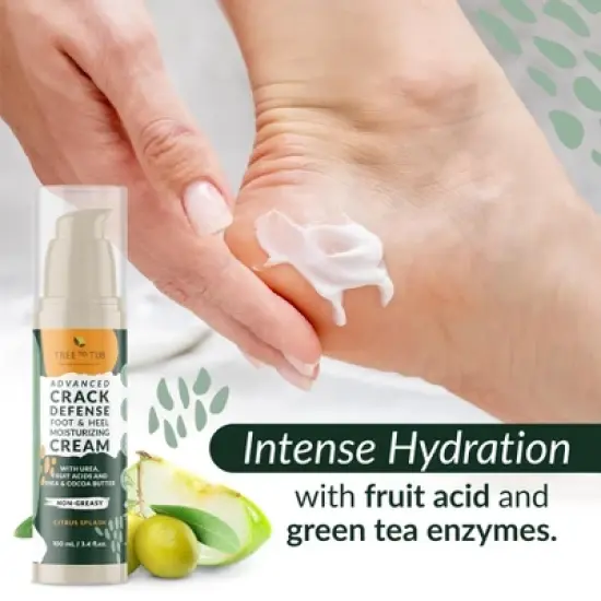 Tree To Tub Foot Cream for Dry Cracked Heels and Feet - Lotion for Dry Cracked Feet Non-Greasy Foot Moisturizer Urea Cream with Shea Cocoa Butter image {2}