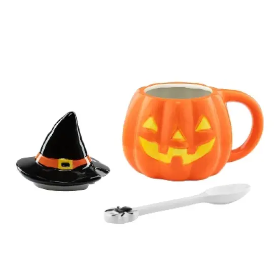 Mr. Halloween Lidded Jack-O-Lantern Mug with Spoon image {1}