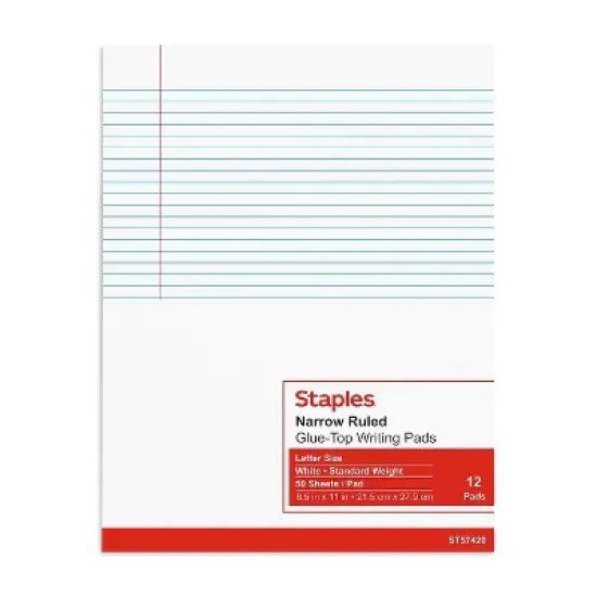 MyOfficeInnovations Notepads 8.5" x 11" Narrow White 50 Sh./Pad 12 Pads/PK (18597STP) 246793 image {3}