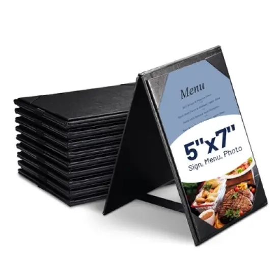 WeChef 10 Pack 5"x7" Double-Sided Menu A-Frame Holder Table Tent Restaurant Cafe Black image {9}