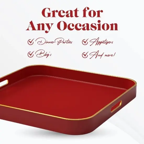 American Atelier Square Tray with Gold Trimming & Handles image {6}