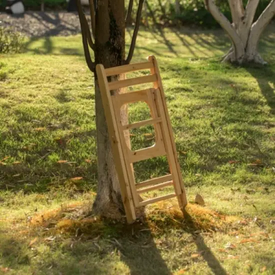 PLAYBERG Wooden Folding Portable Toilet Seat for Camping and Hiking with Backrest image {1}