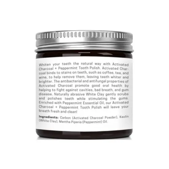 Olivia Care Activated Charcoal Tooth Polish Whitening Powder - Peppermint - 2oz image {1}