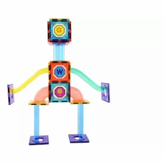 Link Magnetic Tile Building Roller Coaster Kids Block 61 Piece Set Educational Toys For Children Ages 3 Years Plus image {2}