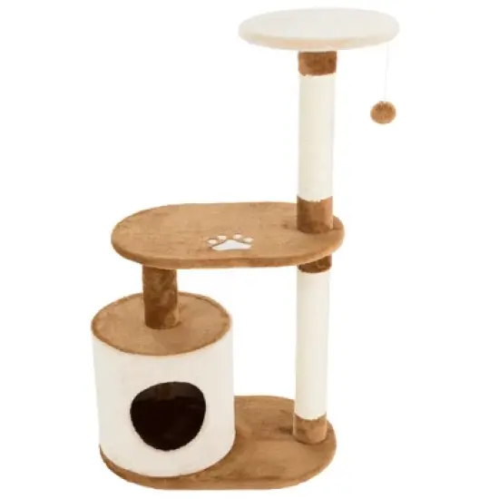 Petmaker 3 Tier Cat Tree Condo with Scratching Posts Brown/Tan image {5}