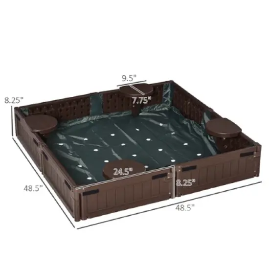 Dexmalle Kids Outdoor Sandbox with Cover Garden Bed image {4}