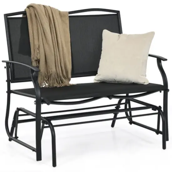 Costway Patio Glider Rocking Bench Double 2 Person Chair Loveseat Garden Grey\Black image {8}