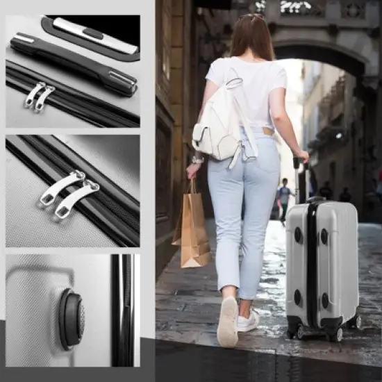 Multi-color Design ABS Hard Shell Lightweight with 360&deg; Dual Spinning Wheels & Combo Lock &ndash; Includes 28", 24", 20" 3-Piece Luggage Set - Butterfly image {6}