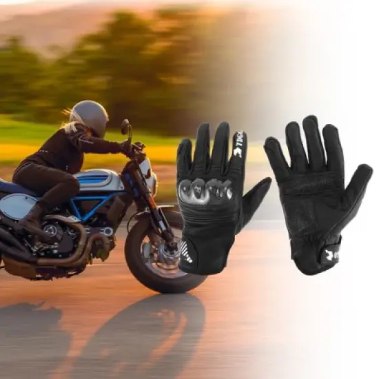 Unique Bargains Motorbike Gloves Spring Smartphone Touch Black 1 Pair image {1}