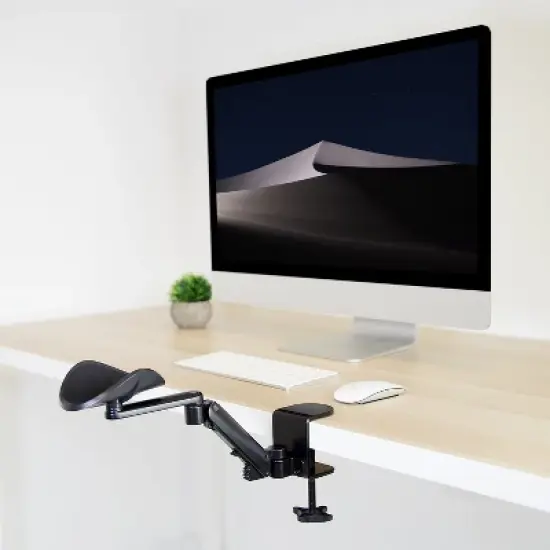 Mount-It! Height Adjustable Arm Rest for Desk | Ergonomic Computer Desk Arm | Full Motion Elbow Support w/ Clamp-On Base | Steel Construction | Black image {2}