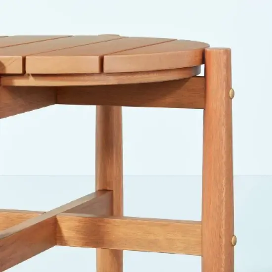 Slat Wood Outdoor Round Accent Table - Natural - Hearth & Hand&trade; with Magnolia image {3}