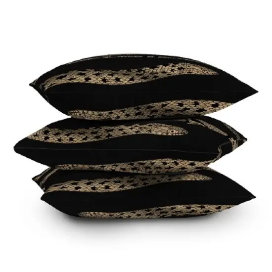 Deny Designs Emanuela Carratoni Vintage Snake Square Outdoor Throw Pillow Black/Gold image {3}
