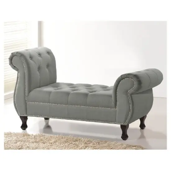 Ipswich Linen Bench Gray - Baxton Studio image {2}