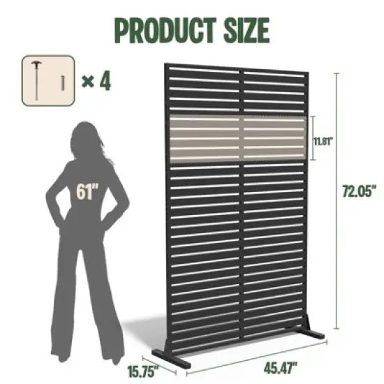 SEVOBAL Patio Decorative Screens 6 Piece Patio Privacy Paged Patio Decorative Screens Patio Screen Decorative for Yard, Black, 45.47"*15.75"*72.05" image {2}