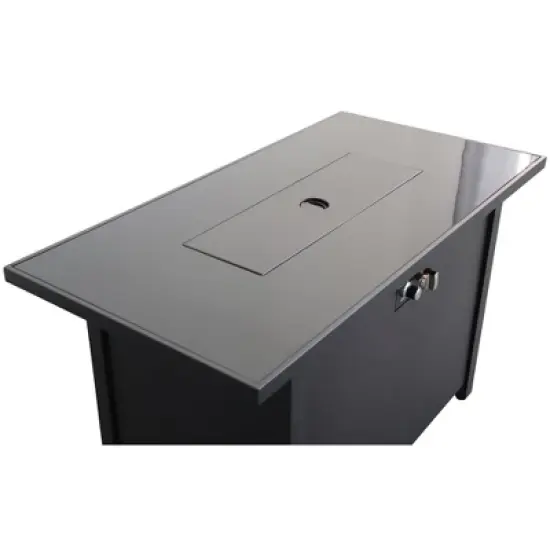 43 inch Smoked Glass Metal Rectangle Fire Pit (Black) image {2}