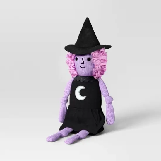Knit Witch Character Sitabout Figurine - Hyde and EEK! Boutique&trade; Black/Purple image {2}