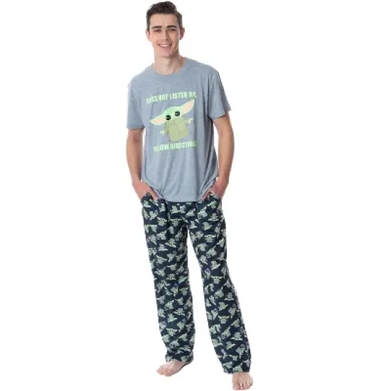 Star Wars Men's The Mandalorian Baby Yoda Grogu Cartoon Sleep Pajama Set Multicolored image {5}