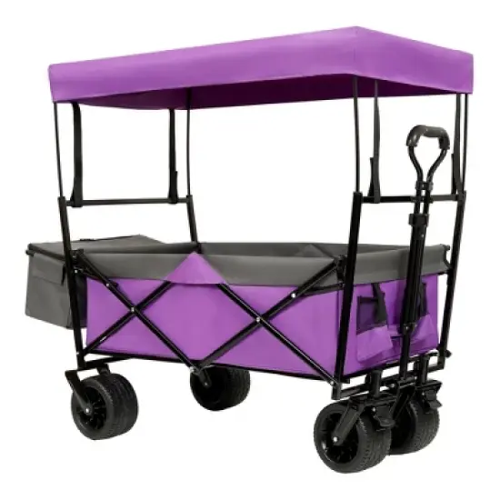 Lirago 7" Collapsible Baby Stroller Wagon 480Lbs with Canopy Mosquito Net All Terrain Wheels Adjustable Handle Purple image {8}
