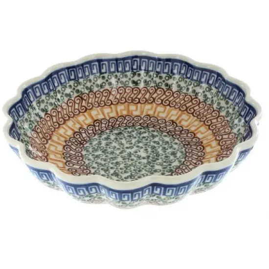 Blue Rose Polish Pottery 249 Ceramika Artystyczna Medium Scallop Dish image {2}