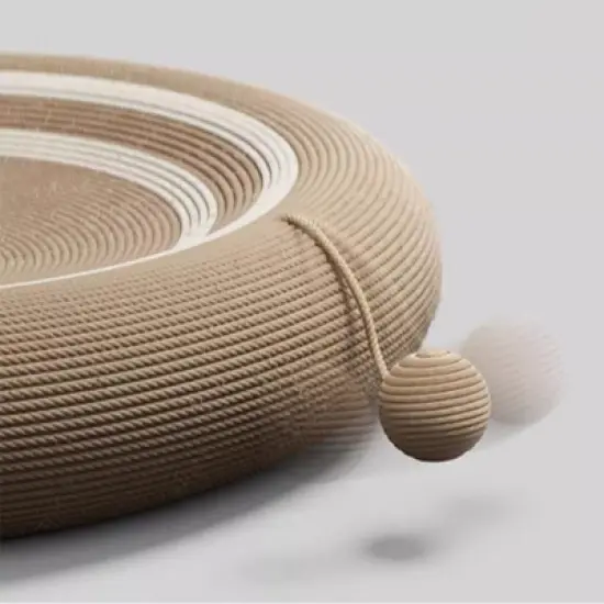 Fairyland&trade; - Natural Sisal Round Cat Scratcher Bed with Interactive Ball &ndash; 20" Diameter, Anti-Slip Base, Curved Nesting Design for Deep Sleep image {4}
