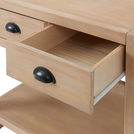 Arden 2 Drawer Wood Nightstand with Open Shelf Light Driftwood - Alaterre Furniture image {3}