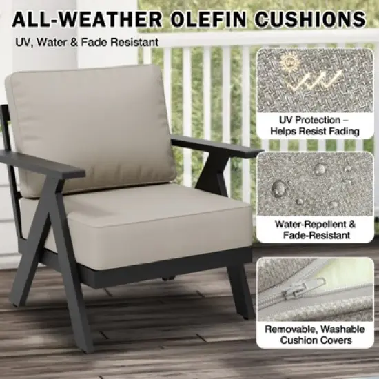 EAGLE PEAK Urban Slate 3 PCS Outdoor Bistro Set with Modern Patio Chairs and Table image {3}