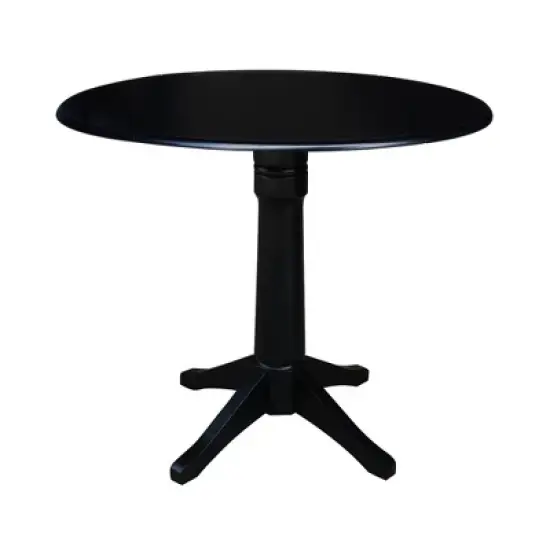 Sandon Round Dual Drop Leaf Pedestal Table Black - International Concepts image {8}