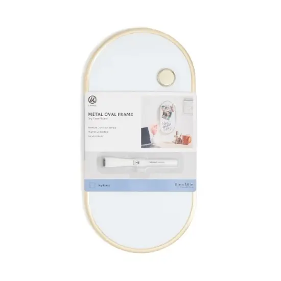 U Brands 8"x16" Metal Frame Oval Dry Erase Board Gold image {2}